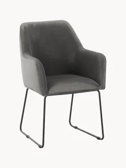 Sedia Con Braccioli In Velluto Isla