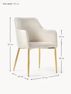 Sedia Con Braccioli In Velluto Ava