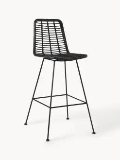 Sedia Da Bar In Polyrattan Con Gambe In Metallo Costa