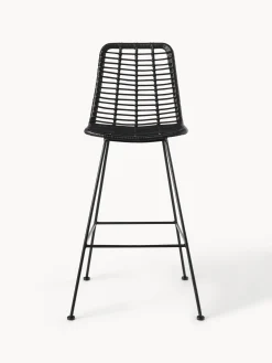 Sedia Da Bar In Polyrattan Con Gambe In Metallo Costa