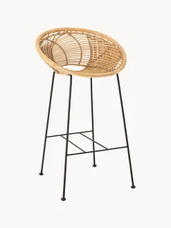 Sedia Da Bar In Rattan Con Gambe In Metallo Yonne