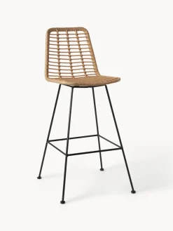 Sedia Da Bar Intrecciata Con Gambe In Metallo Costa