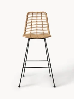 Sedia Da Bar Intrecciata Con Gambe In Metallo Costa