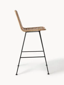 Sedia Da Bar Intrecciata Con Gambe In Metallo Costa