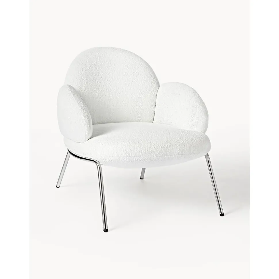 Sedia Da Cocktail In Boucle Con Piedini In Metallo Luan