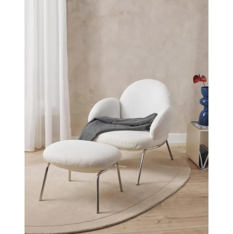 Sedia Da Cocktail In Boucle Con Piedini In Metallo Luan