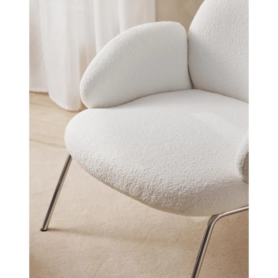 Sedia Da Cocktail In Boucle Con Piedini In Metallo Luan