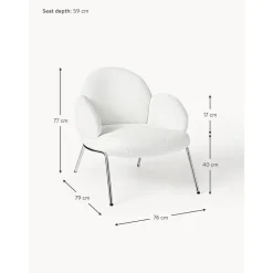 Sedia Da Cocktail In Boucle Con Piedini In Metallo Luan