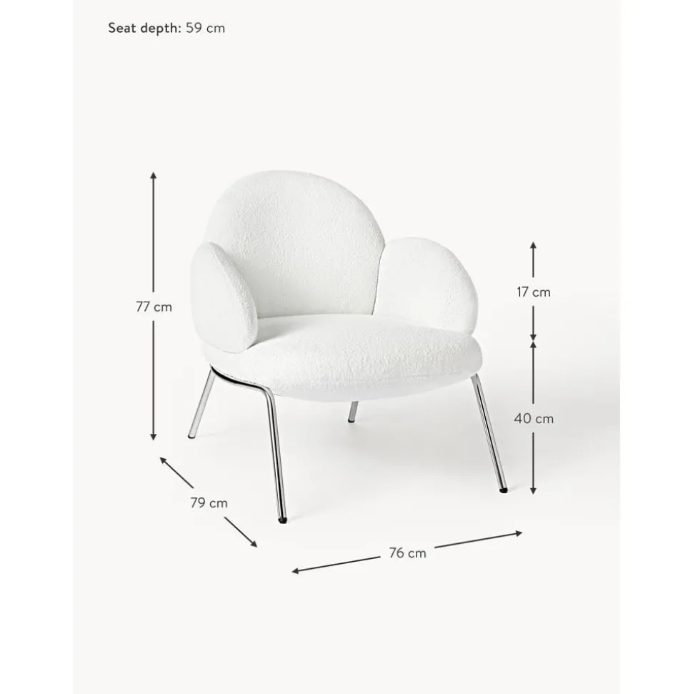 Sedia Da Cocktail In Boucle Con Piedini In Metallo Luan