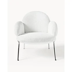 Sedia Da Cocktail In Boucle Con Piedini In Metallo Luan