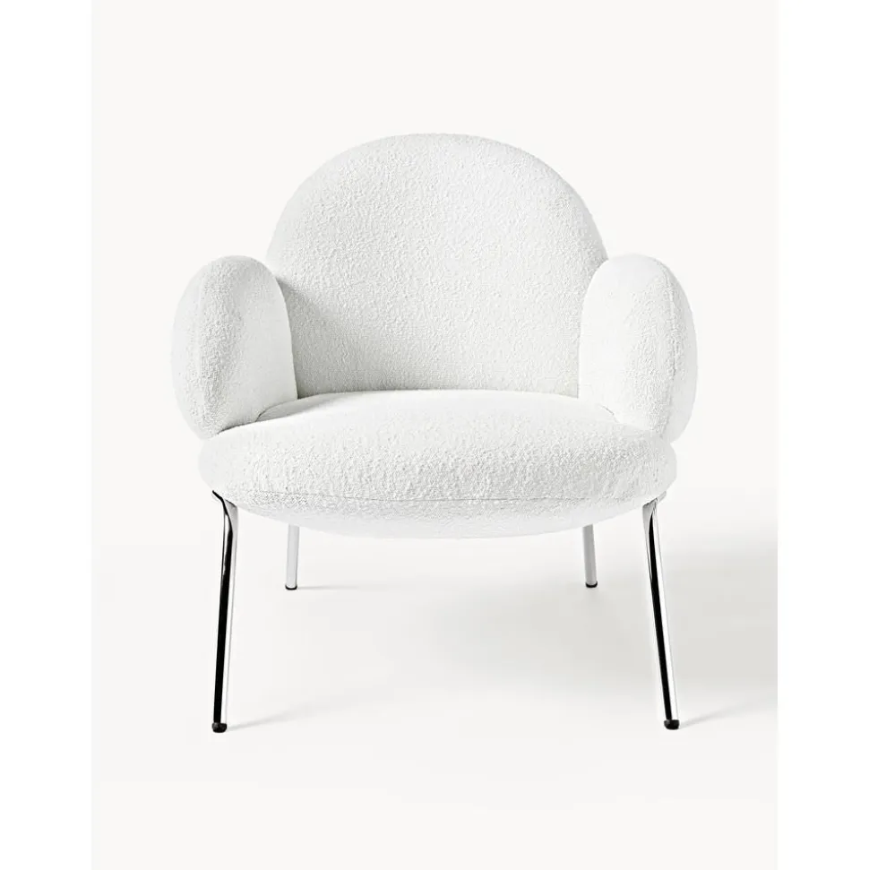 Sedia Da Cocktail In Boucle Con Piedini In Metallo Luan