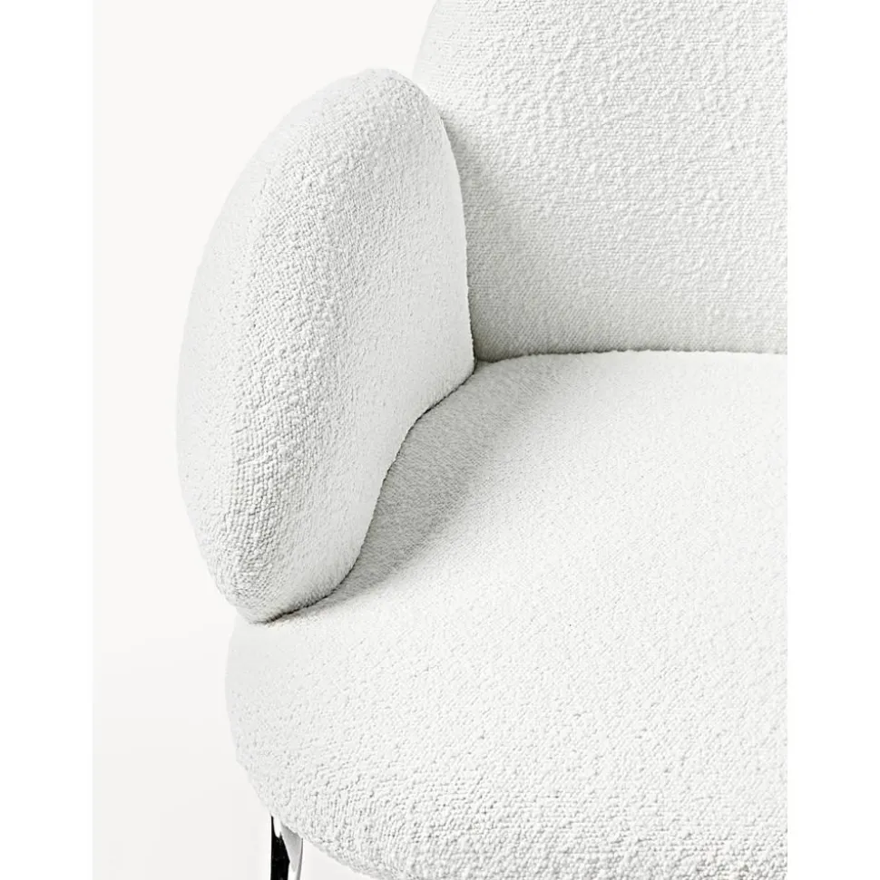 Sedia Da Cocktail In Boucle Con Piedini In Metallo Luan