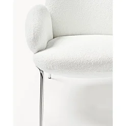 Sedia Da Cocktail In Boucle Con Piedini In Metallo Luan