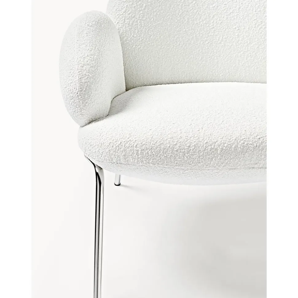 Sedia Da Cocktail In Boucle Con Piedini In Metallo Luan