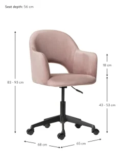 Sedia Da Scrivania In Velluto Rachel, Regolabile In Altezza