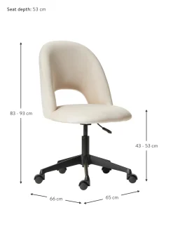 Sedia Da Scrivania In Velluto Rachel, Regolabile In Altezza