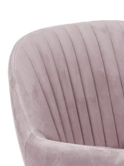 Sedia Girevole In Velluto Rosa Con Braccioli Lola