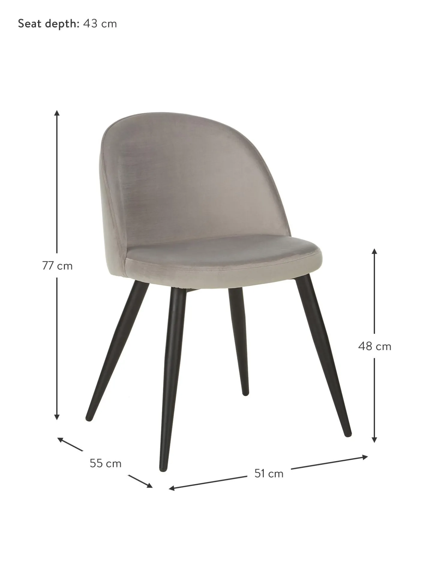 Sedia Imbottita In Velluto Amy 2 Pz