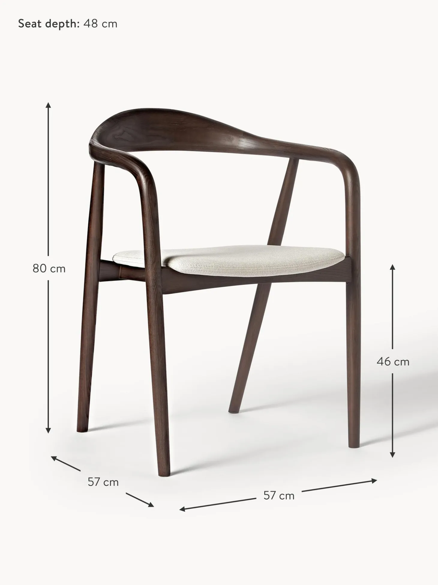 Sedia In Legno Con Braccioli E Cuscino Angelina