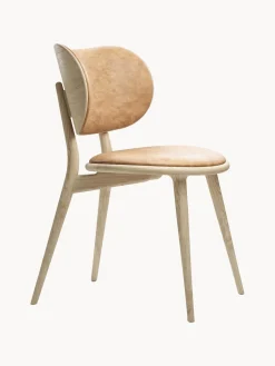 Sedia In Pelle Con Gambe In Legno Rocker, Fatta A Mano