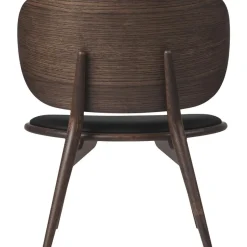 Sedia In Pelle Con Gambe In Legno Rocker, Fatta A Mano