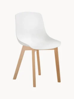 Sedia In Plastica Con Gambe In Legno Dave 2 Pz
