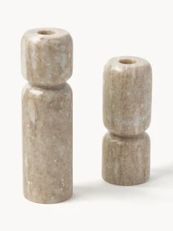 Set 2 Candelabri In Marmo Como