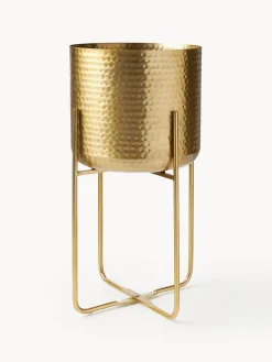 Set 2 Portavasi Alti In Metallo Effetto Martellato Nives