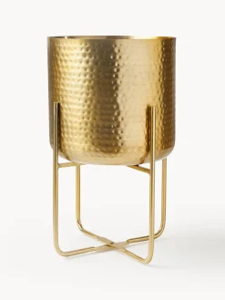 Set 2 Portavasi Alti In Metallo Effetto Martellato Nives