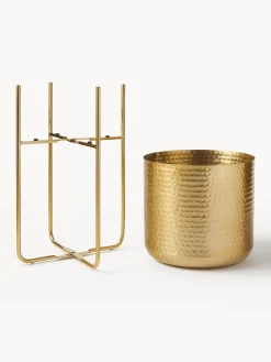 Set 2 Portavasi Alti In Metallo Effetto Martellato Nives