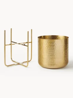 Set 2 Portavasi Alti In Metallo Effetto Martellato Nives