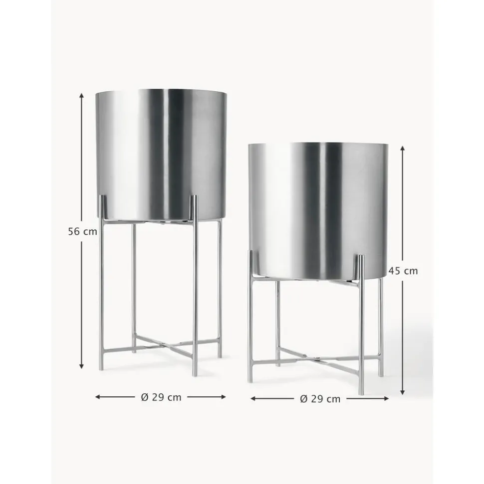 Set 2 Portavasi Alti In Metallo Mina