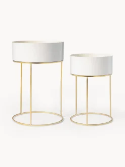 Set 2 Portavasi Rotondi Con Struttura In Metallo Palesa