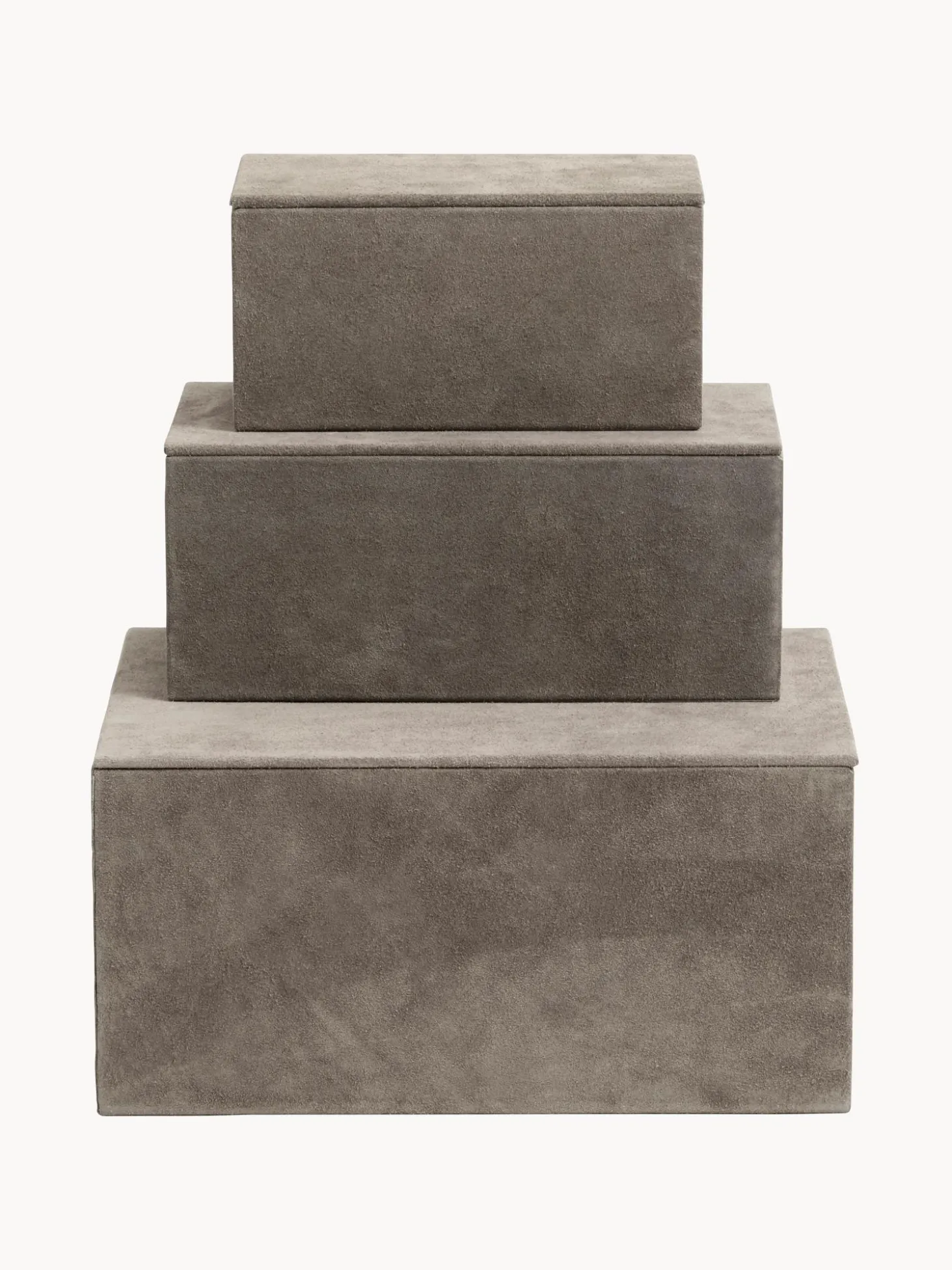 Set 3 Scatole Portaoggetti In Pelle Di Capra Mario