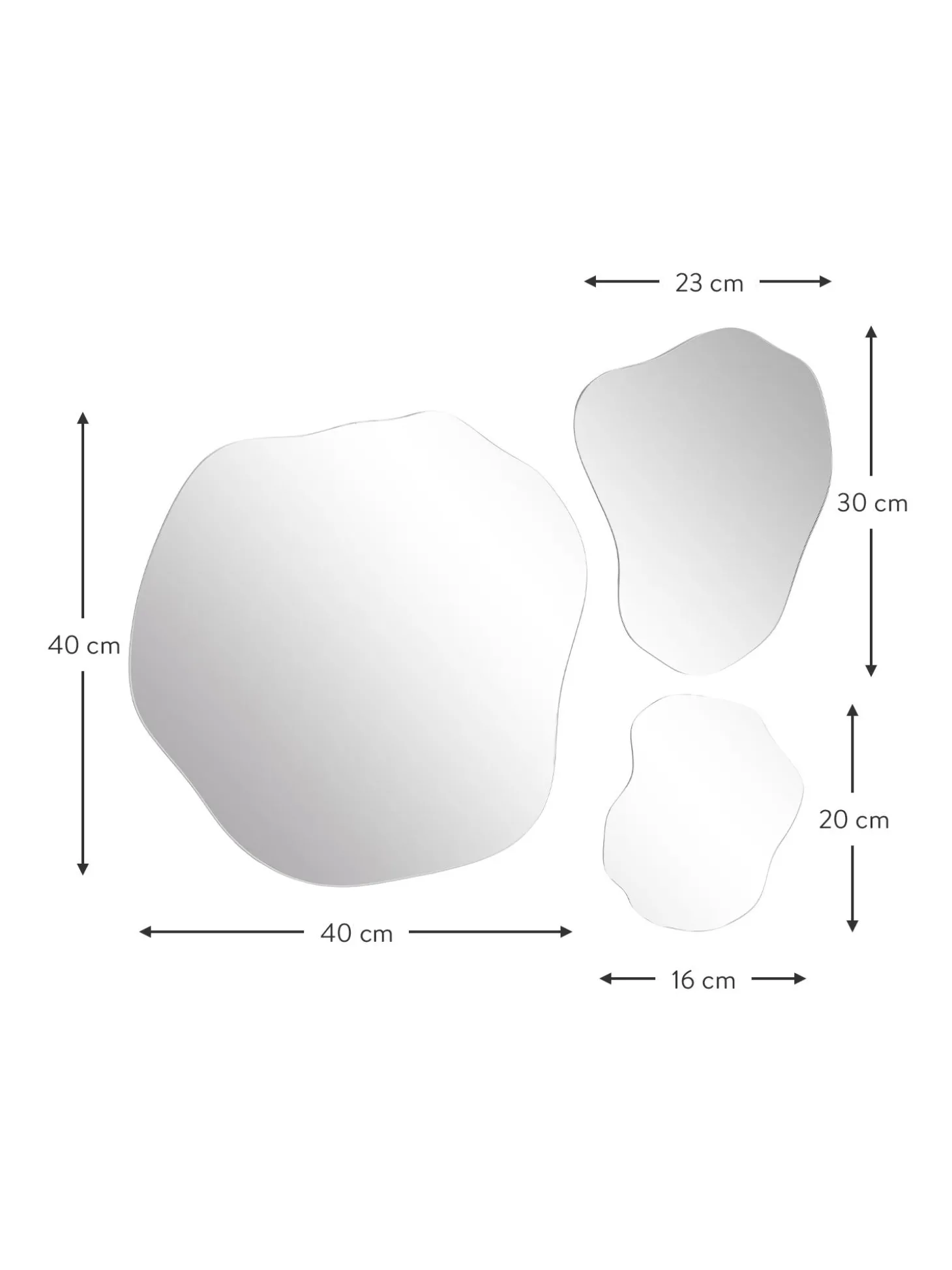Set 3 Specchi Da Parete Dalla Forma Organica Senza Cornice Lia
