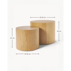 Set 2 Tavolini Da Salotto In Legno Dan