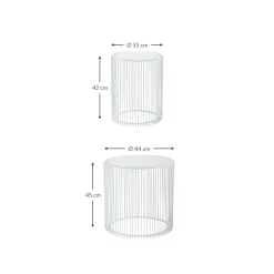 Set 2 Tavolini Da Salotto Con Piano In Vetro Wire