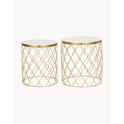 Set 2 Tavolini In Marmo Blake