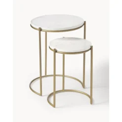 Set 2 Tavolini In Marmo Ella