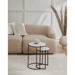 Set 2 Tavolini In Marmo Ella