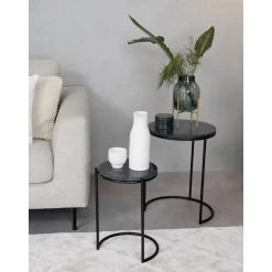 Set 2 Tavolini In Marmo Ella