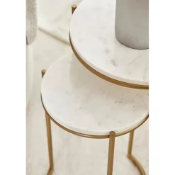 Set 2 Tavolini In Marmo Ella