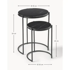 Set 2 Tavolini In Marmo Ella