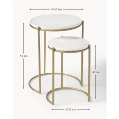 Set 2 Tavolini In Marmo Ella
