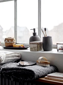 Set Dispenser Sapone In Gres Fatto A Mano Gustav 3 Pz