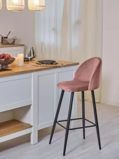Sgabello Alto Rosa Amy In Velluto
