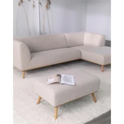 Sgabello Con Rivestimento In Lana E Piedini In Legno Archie