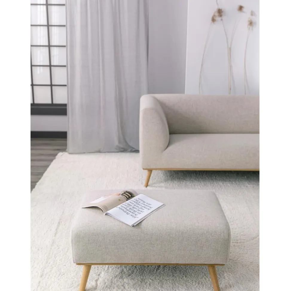 Sgabello Con Rivestimento In Lana E Piedini In Legno Archie