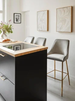 Sgabello Cucina In Velluto Grigio Ava