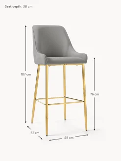 Sgabello Cucina In Velluto Grigio Ava